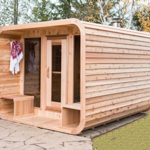 Luna Sauna 8'x7' with Porch- Knotty Cedar