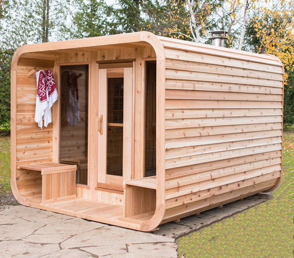 Luna Sauna 8'x7' with porch Knotty wood