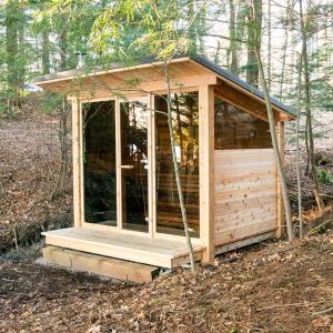 Pure Cube Mountain view sauna - knotty redwood cedar