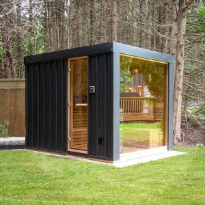 Pure cube Neptune sauna - Knotty redwood sauna