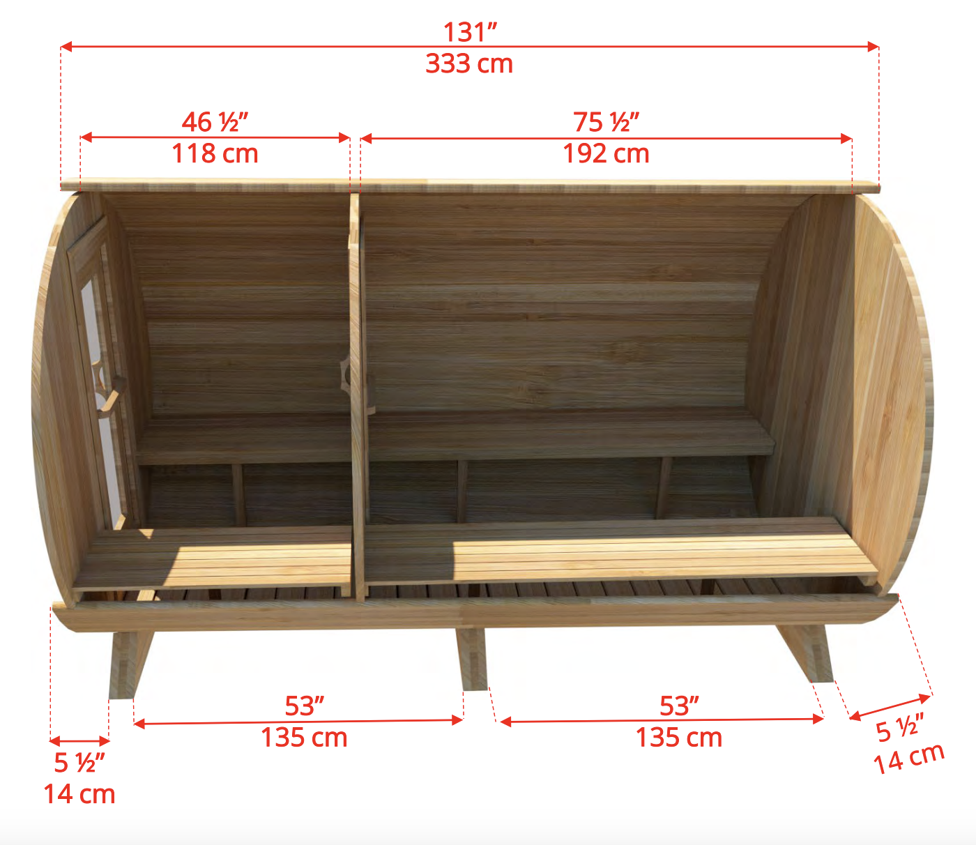 Barrel Sauna 7'x7' Change room - Knotty Cedar - Image 2